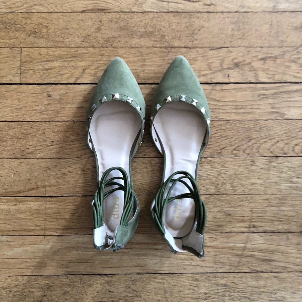 NWOT ✨DIBA sz 8  studded Green d'orsay flats ✨